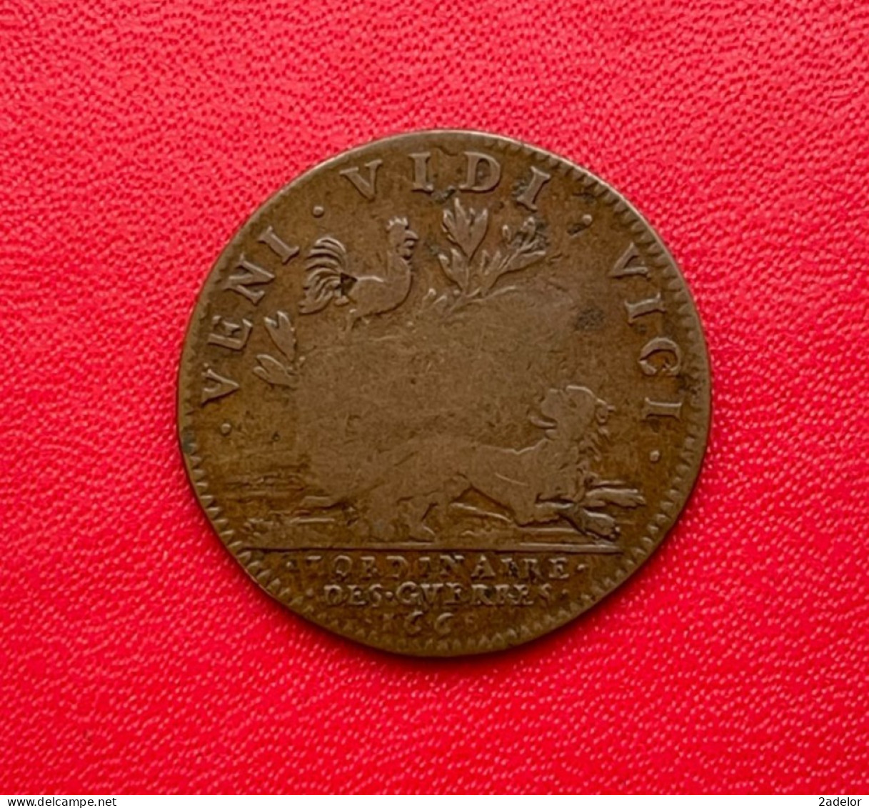 Beau Jeton Royal Louis XIIII "VENI VIDI VICI" 1668 - Royaux / De Noblesse