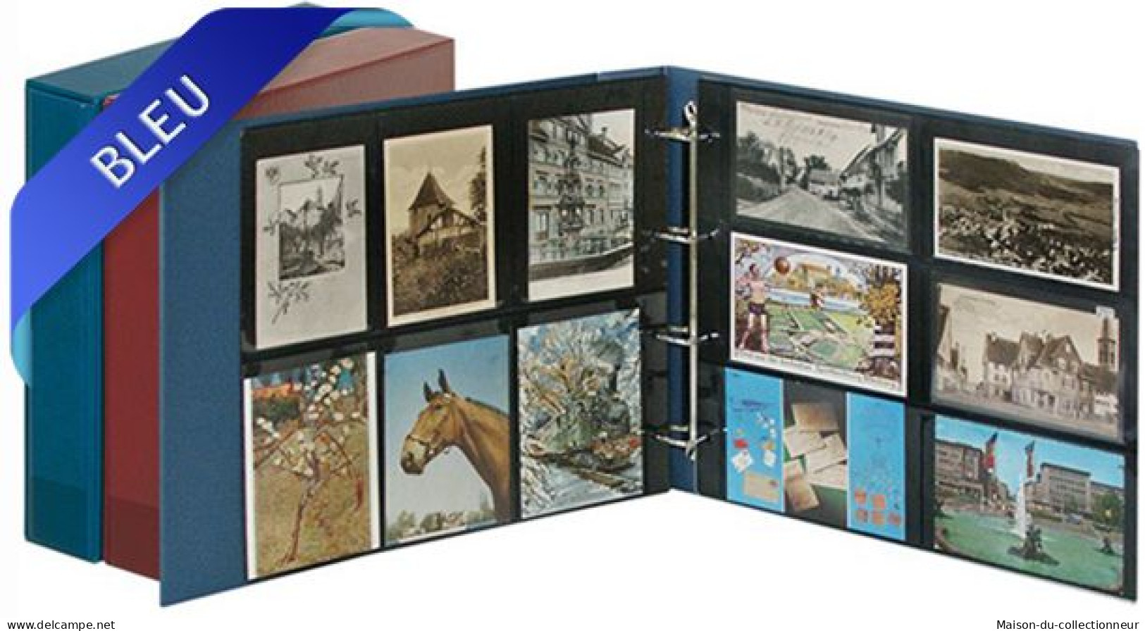 Classeur Carte Postale XL Pour Anciennes Ou Modernes Couleur:Bleu - Conditionnement:Avec Boitier - Albums, Reliures & Feuilles