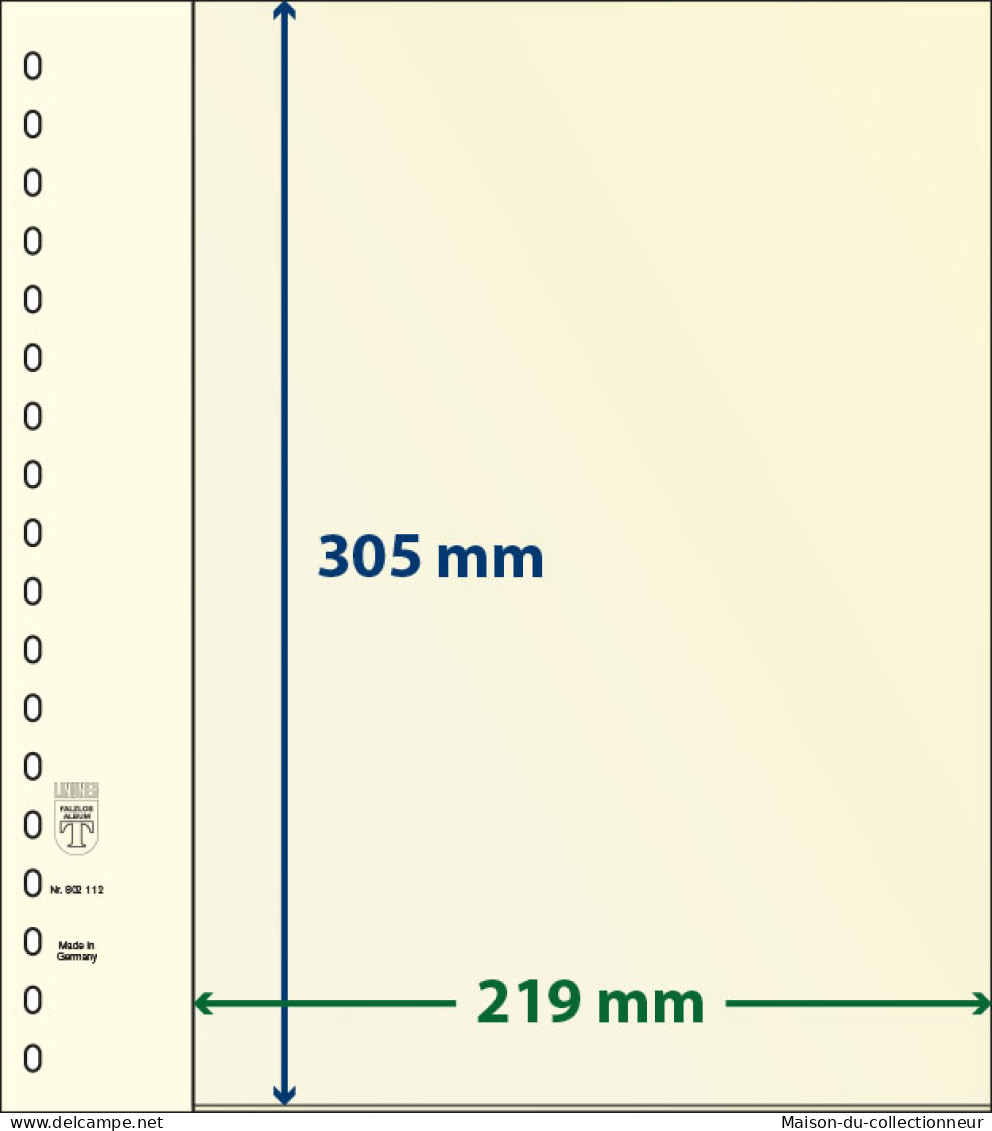 Paquet De 10 Feuilles Neutres Lindner-T 1 Bande 305 Mm - A Nastro