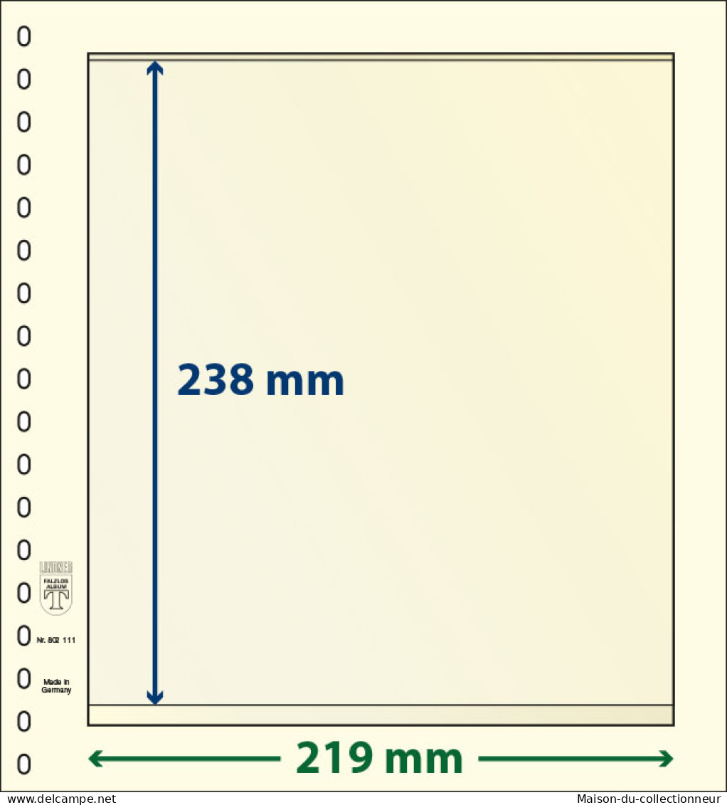 Paquet De 10 Feuilles Neutres Lindner-T 1 Bande 238 Mm - Für Klemmbinder