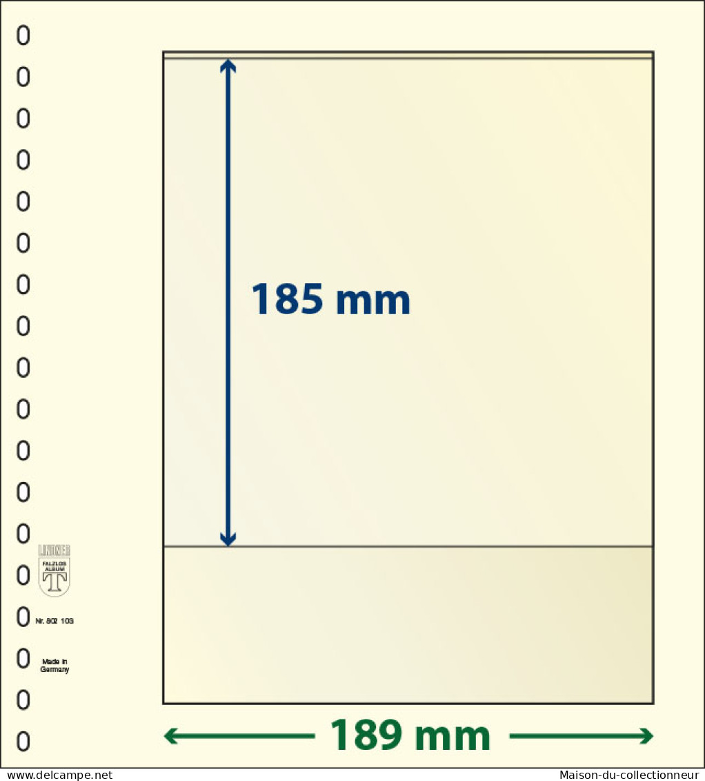 Paquet De 10 Feuilles Neutres Lindner-T 1 Bande 185 Mm - A Bandes