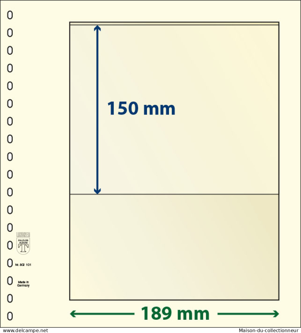Paquet De 10 Feuilles Neutres Lindner-T 1 Bande 150 Mm - A Nastro
