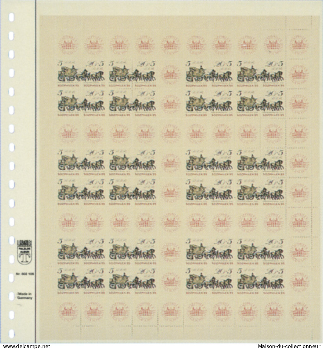 Paquet De 10 Feuilles Neutres Lindner-T 1 Bande 290 Mm - For Stockbook