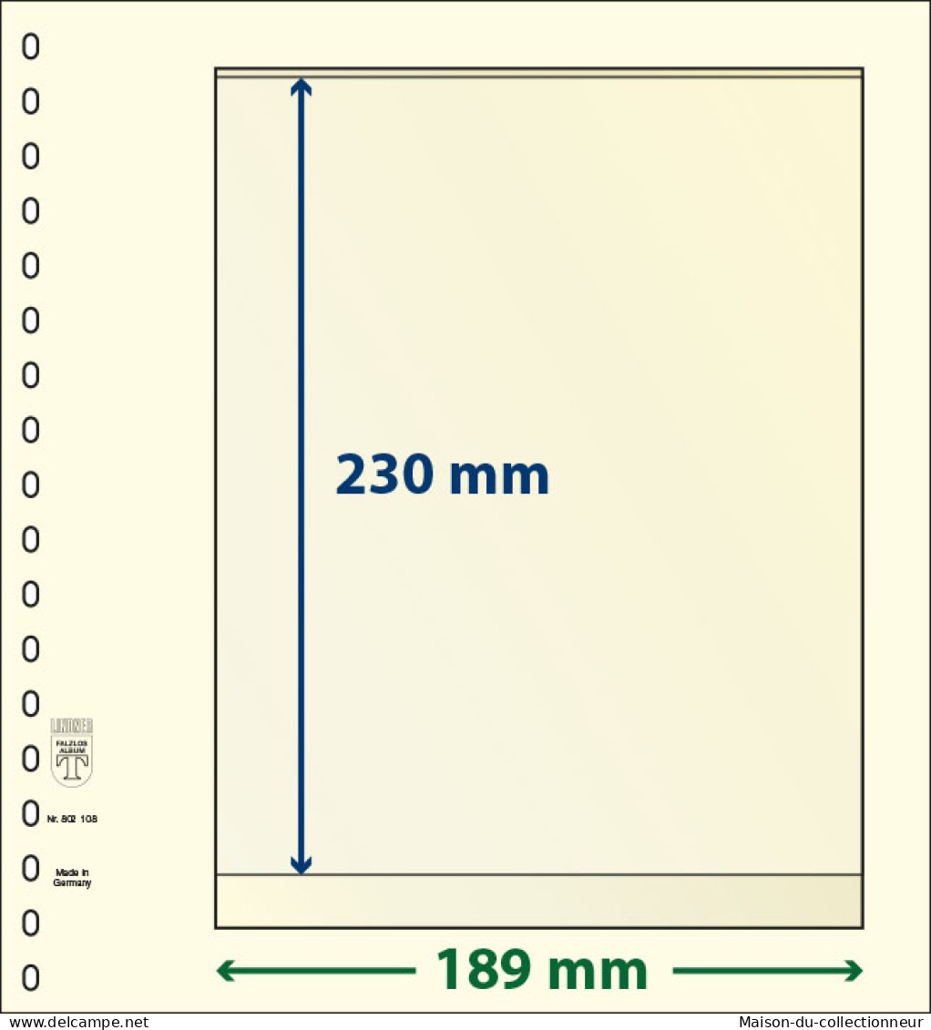 Paquet De 10 Feuilles Neutres Lindner-T 1 Bande 230 Mm - De Bandas