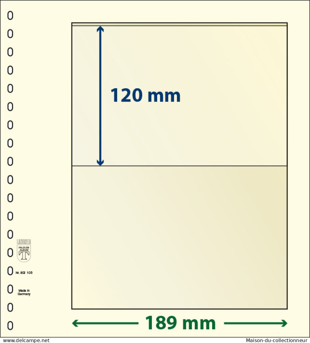 Paquet De 10 Feuilles Neutres Lindner-T 1 Bande 120 Mm - De Bandas