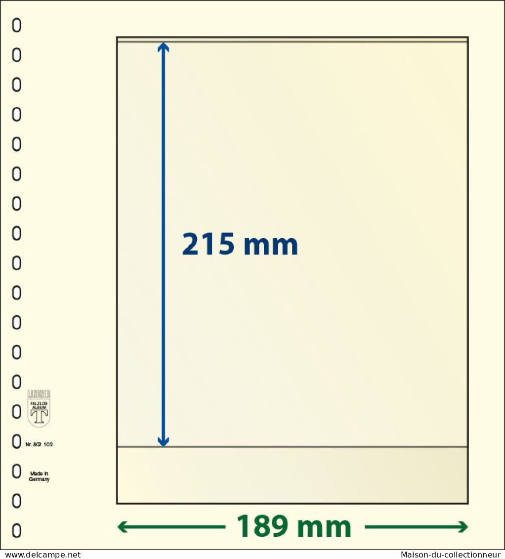 Paquet De 10 Feuilles Neutres Lindner-T 1 Bande 215 Mm - For Stockbook