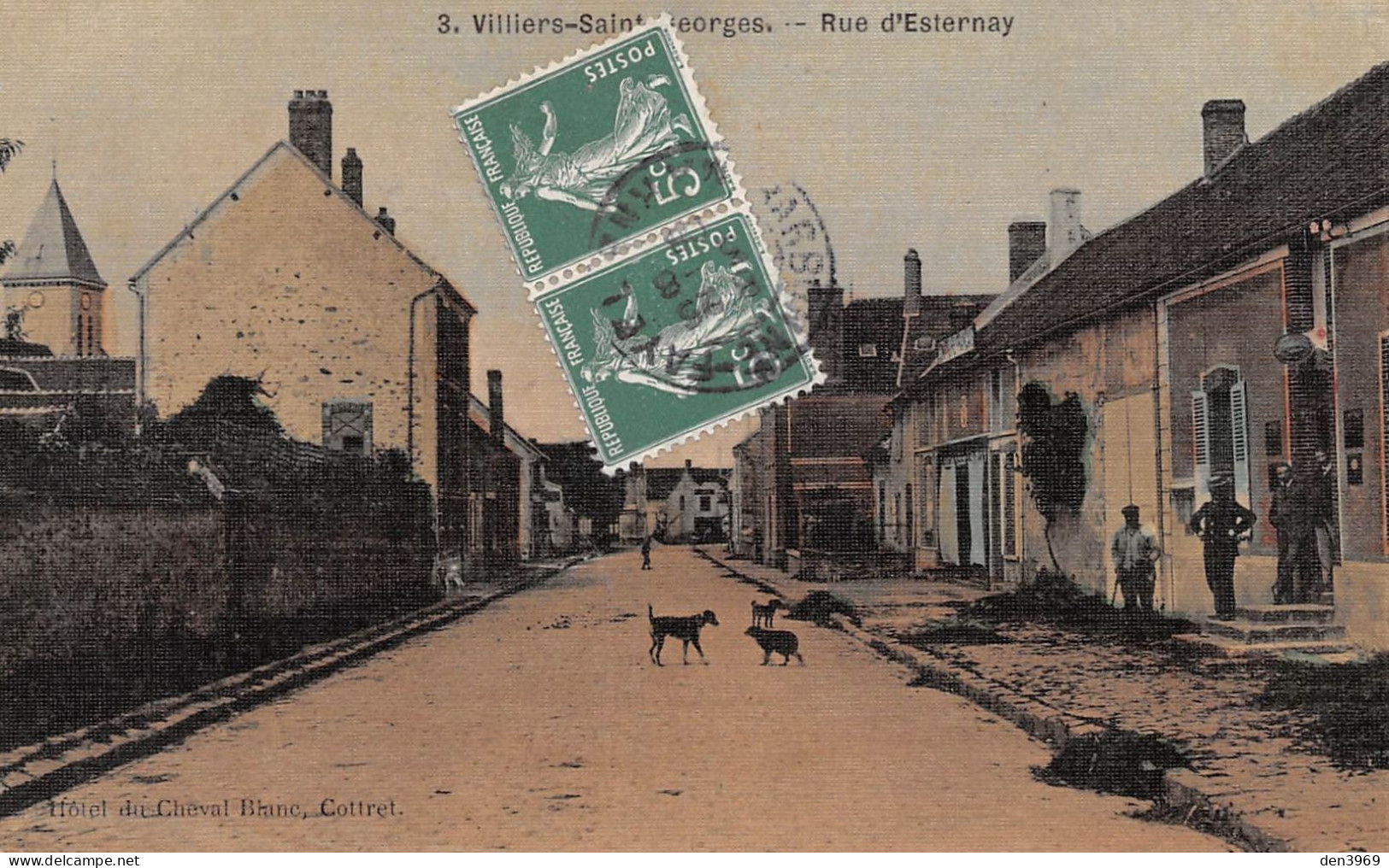 VILLIERS-SAINT-GEORGES (Seine-et-Marne) - Rue D'Esternay - Carte Toilée Couleurs - Voyagé 1908 (2 Scans) - Villiers Saint Georges