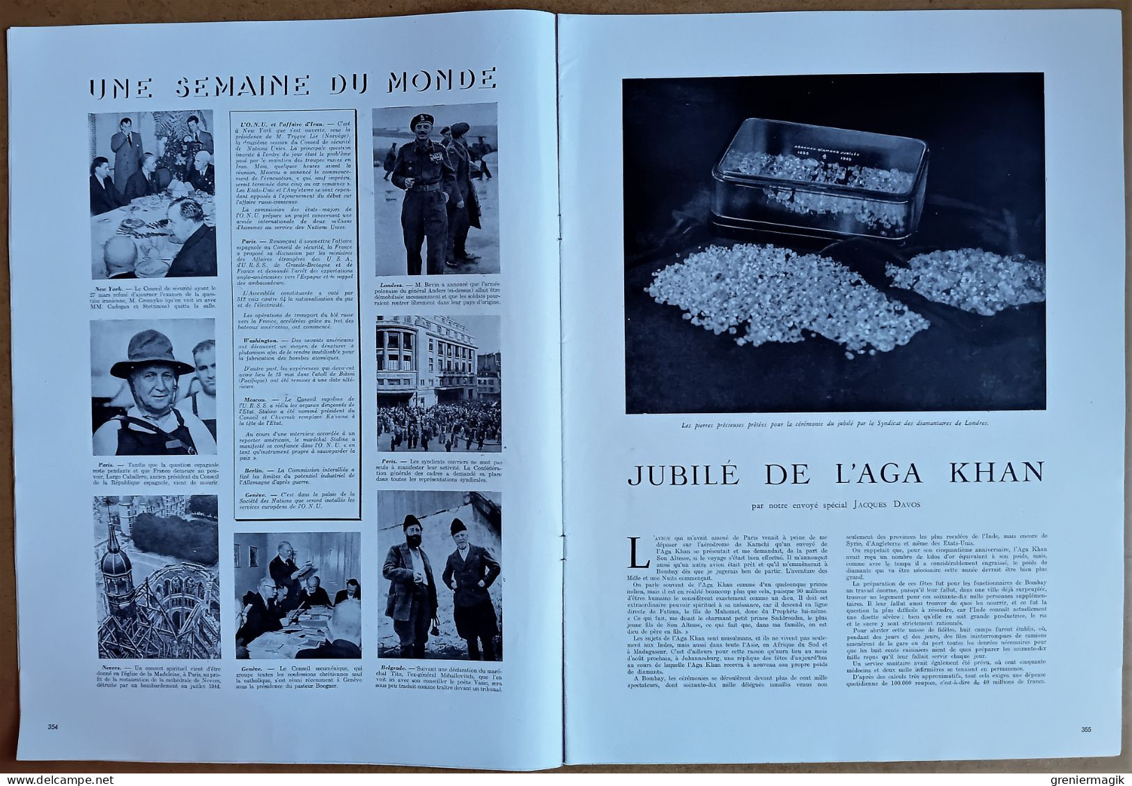 France Illustration N°27 06/04/1946 Jubilé De L'Aga Khan/Norvège/Vol à Voile Marcelle Choisnet/Procès Nuremberg/Sarre - Testi Generali