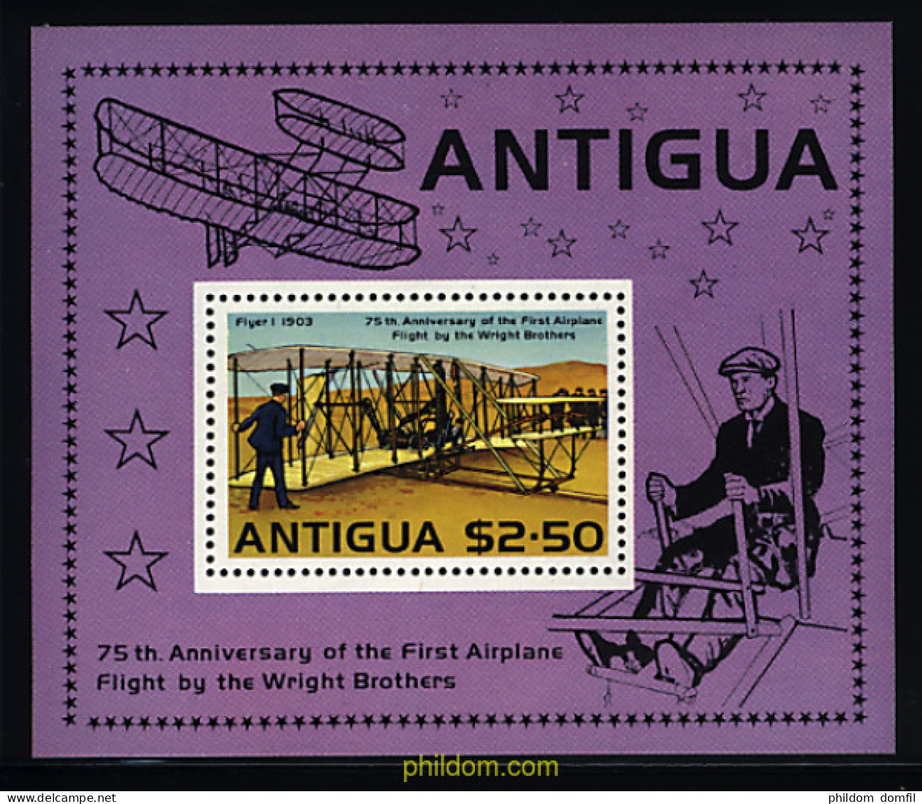 46685 MNH ANTIGUA 1978 75 ANIVERSARIO DEL PRIMER VUELO DE LOS HERMANOS WRIGHT - Autres & Non Classés