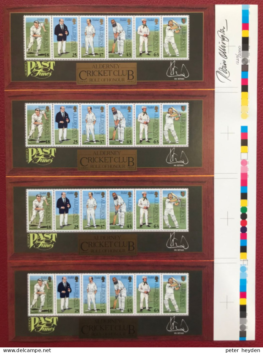 Guernsey ALDERNEY 1997 Cricket Printer's Sheet  MNH ** Incl. Certificate - Alderney