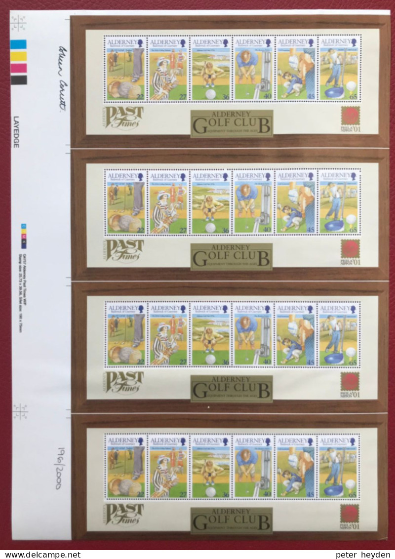 Guernsey ALDERNEY 2001 Alderney Golf Club Printer's Sheet  MNH ** Incl. Certificate ~ Philanippon 2001 - Alderney