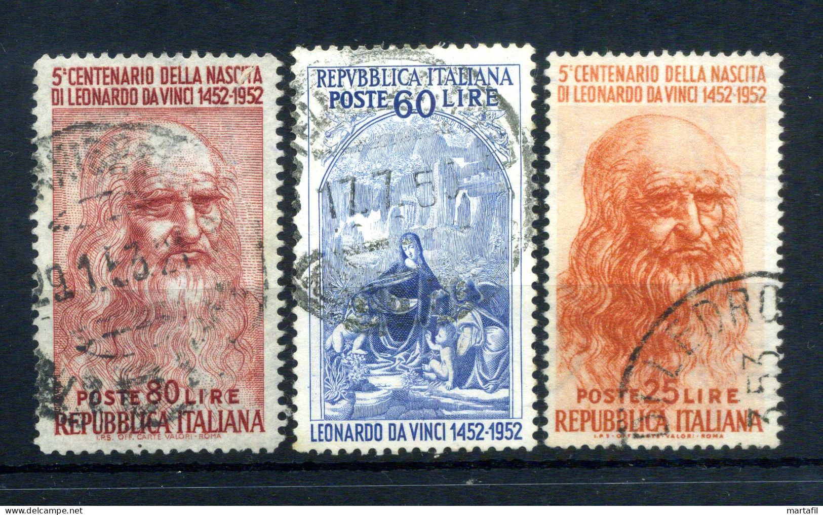 1952 Repubblica Italia SERIE COMPLETA USATA Leonardo Da Vinci - 1946-60: Usados