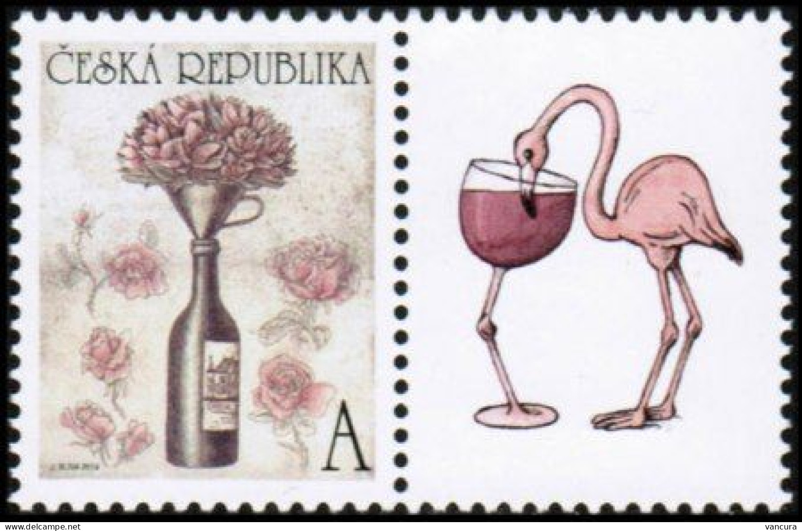 822 Czech Republic Bouquet Roses, Wine, Flamingo 2014 - Vinos Y Alcoholes