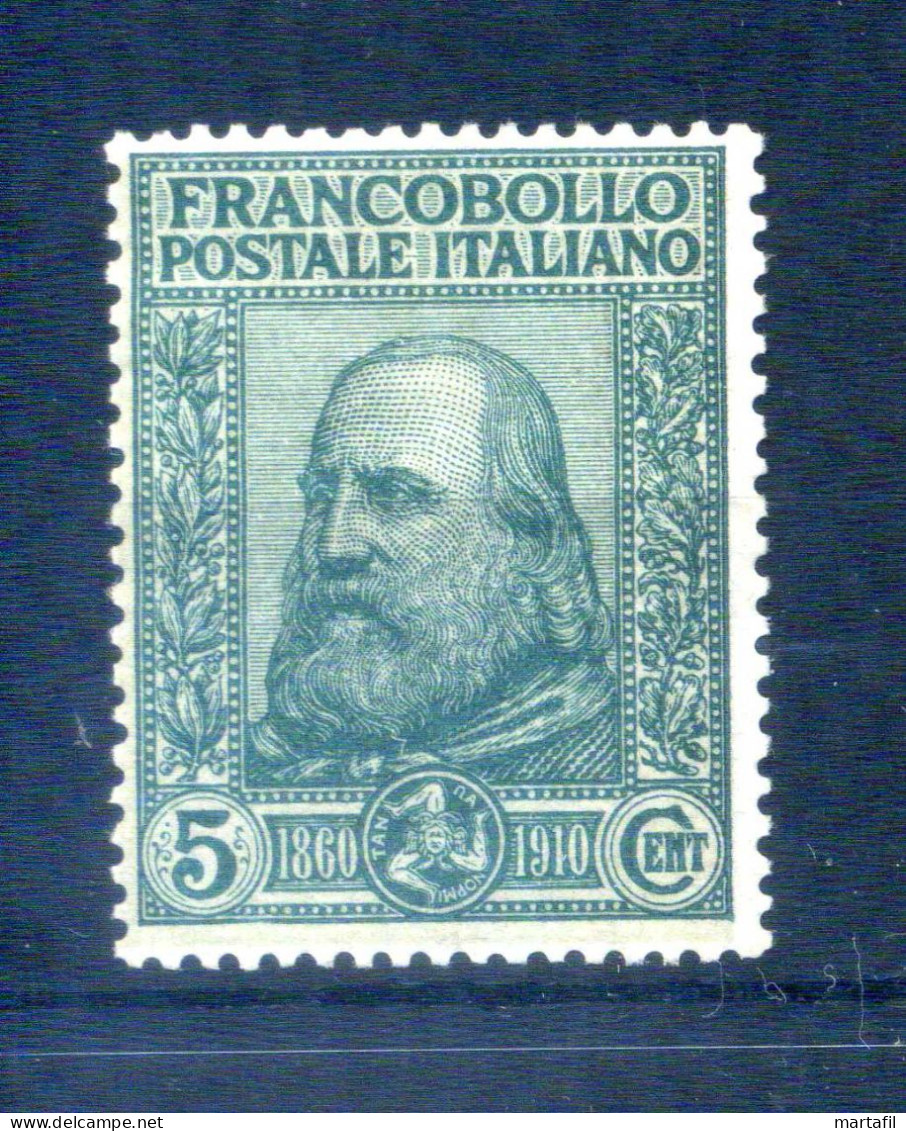1910 Regno Ss. N.87 MNH ** Gomma Integra, Garibaldi, Plebiscito, 5 Centesimi - Mint/hinged