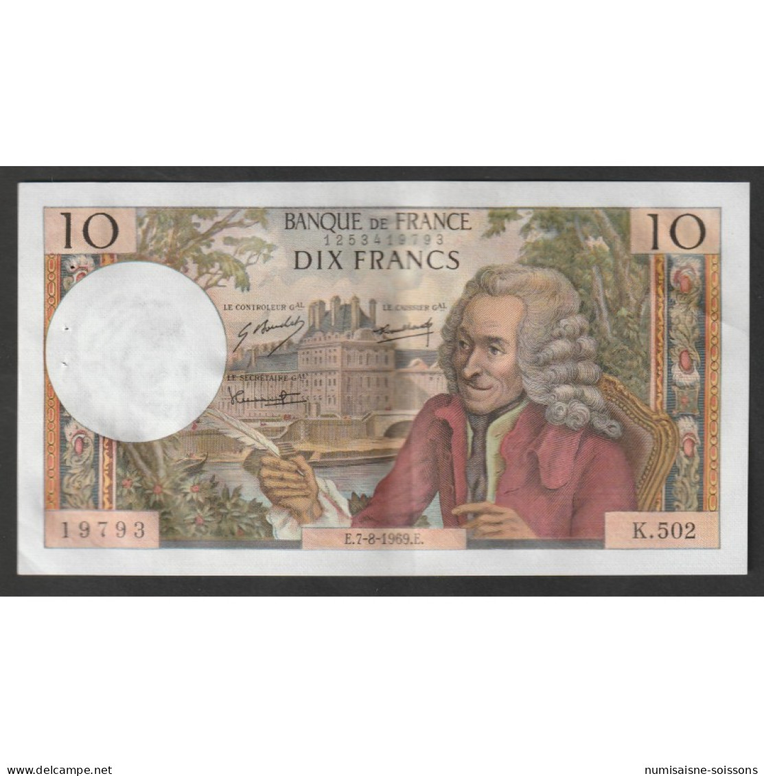 FAY 62/39 - 10 FRANCS VOLTAIRE - 07/08/1969 - K.502 - PICK 147 - SUP - 10 F 1963-1973 ''Voltaire''