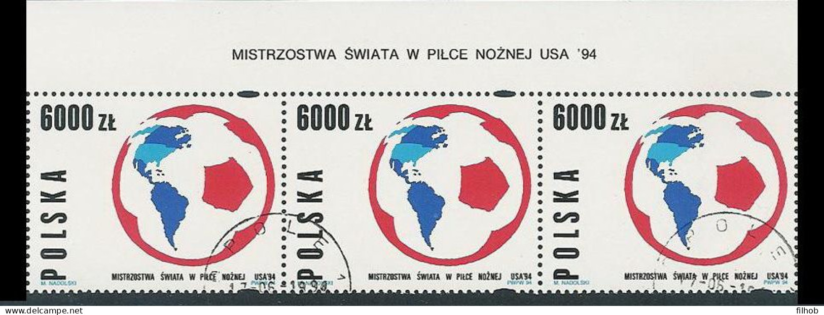 Poland Stamps Used ZK.3347:naz1 Sport World Football Championship 1994 (name) - Usados
