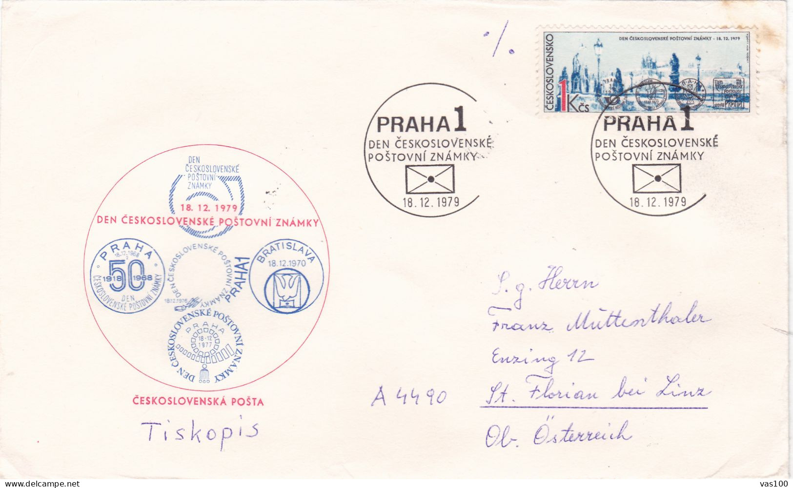 ANNIVERSARY PRAGUE 1979 COVERS  FDC CIRCULATED Tchécoslovaquie - FDC