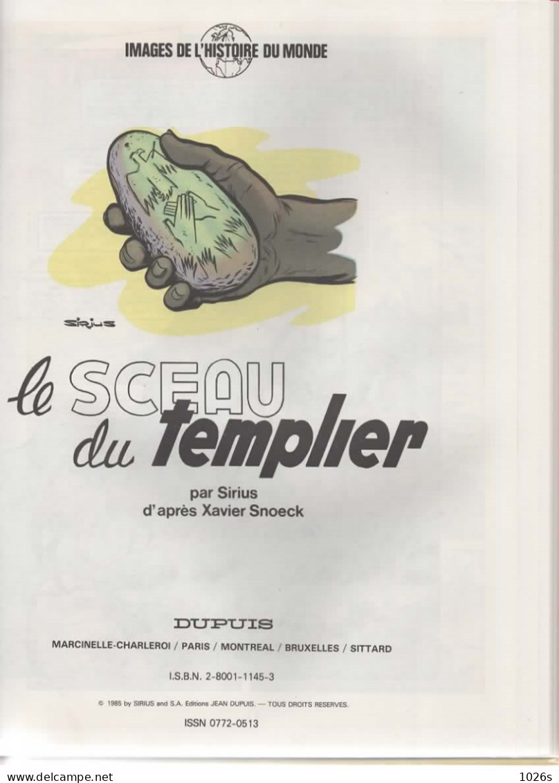 B.D.TIMOUR - LE SCEAU DU TEMPLIER - E.O.1985 - Timour