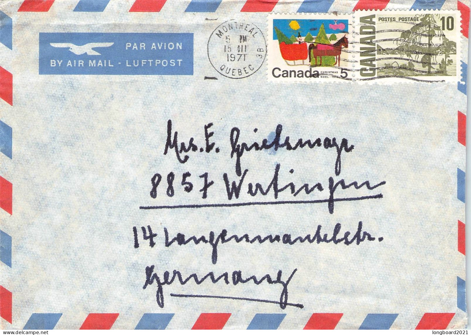 CANADA - AIRMAIL 1971 MONTREAL - WERTINGEN/DE  /4460 - Cartas & Documentos