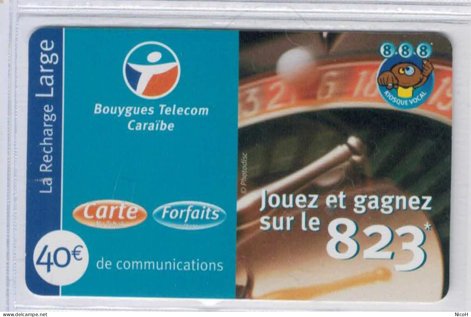 Carte à Code - Bouygues Telecom Caraibes - 823 - 40 € - RARE - Voir Scans - Antille (Francesi)