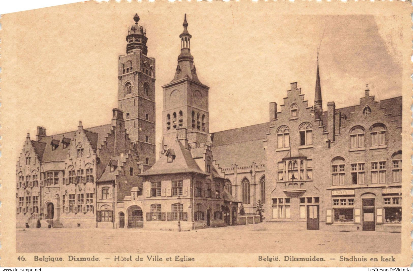 BELGIQUE - Dixmude - Hôtel De Ville Et Eglise - Carte Postale Ancienne - Diksmuide