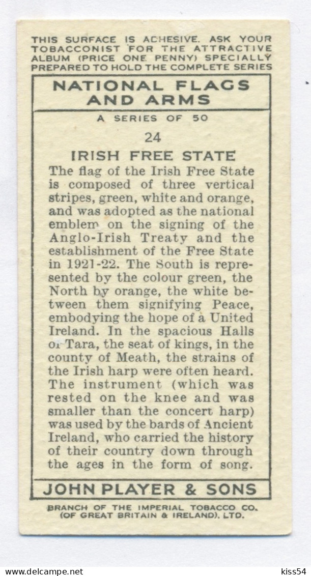 FL 13 - 24-a IRISH National Flag & Emblem, Imperial Tabacco - 67/36 Mm - Advertising Items