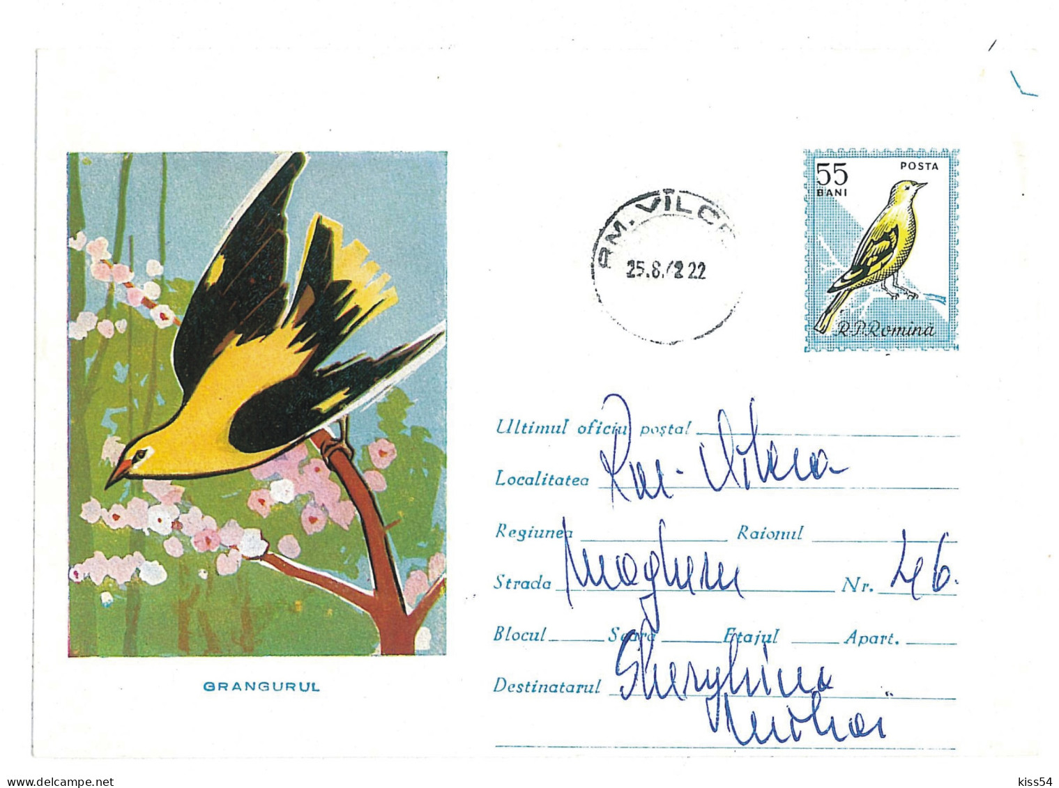 IP 61 B - 0411xa Bird, ORIOLE, Romania - Stationery ( Big Fixed Stamp ) - Used - 1961 - Spechten En Klimvogels