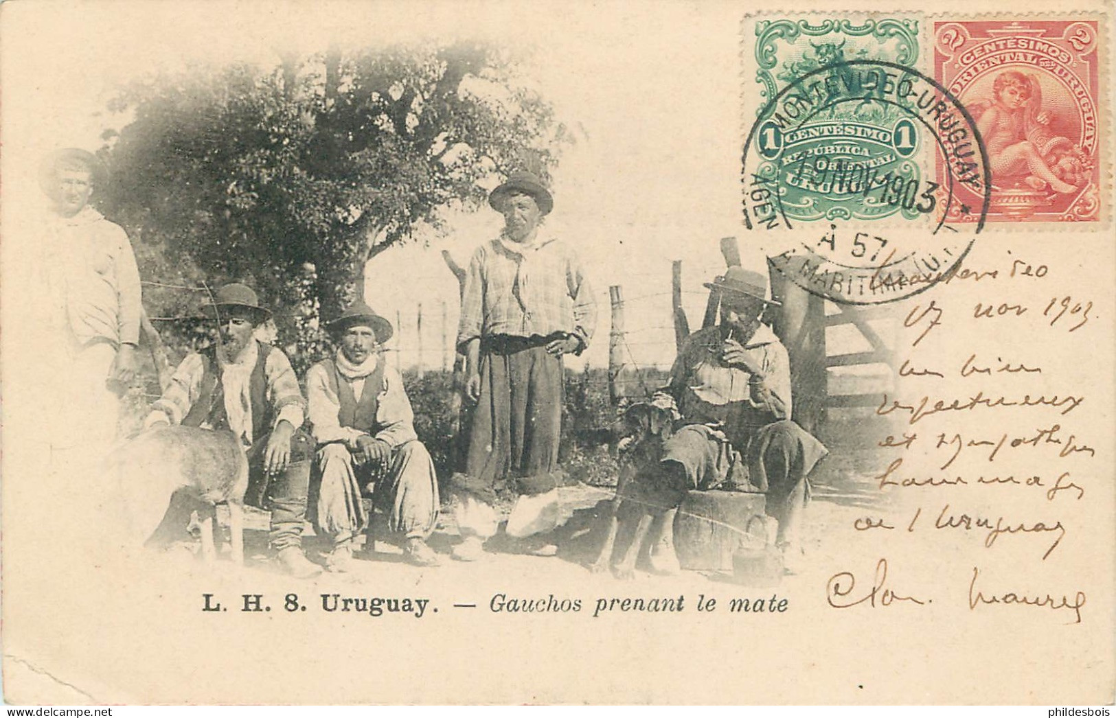 URUGUAY  Gauchos Prenant Le Mate ( Voir Cachet ) - Uruguay