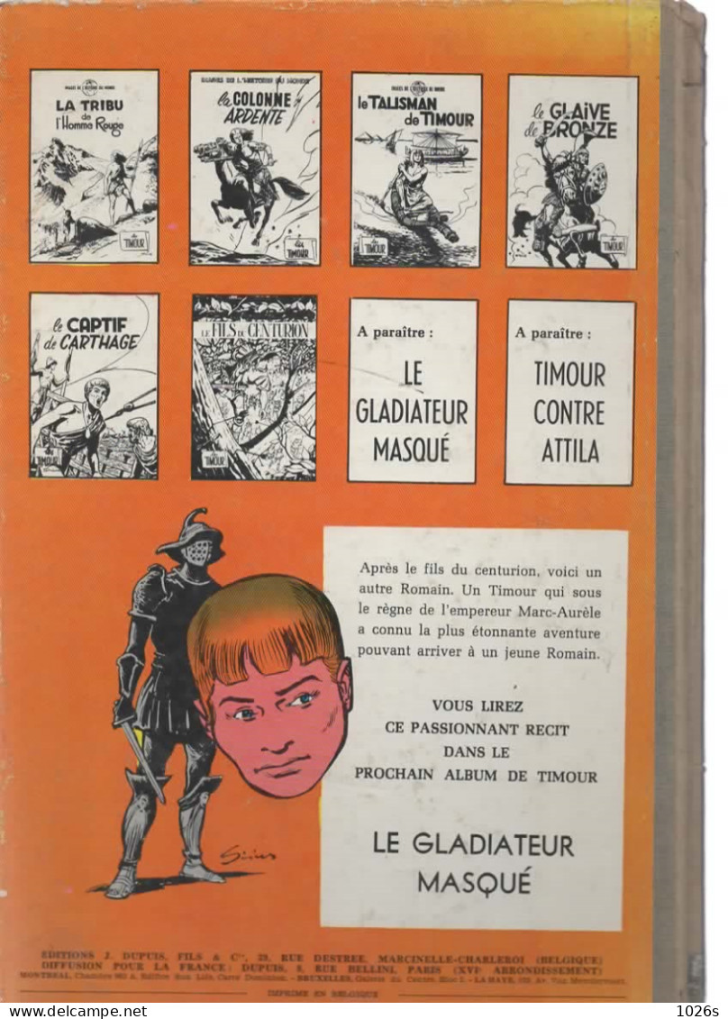 B.D.TIMOUR - LE FILS DU CENTURION - E.O.1959 - Timour