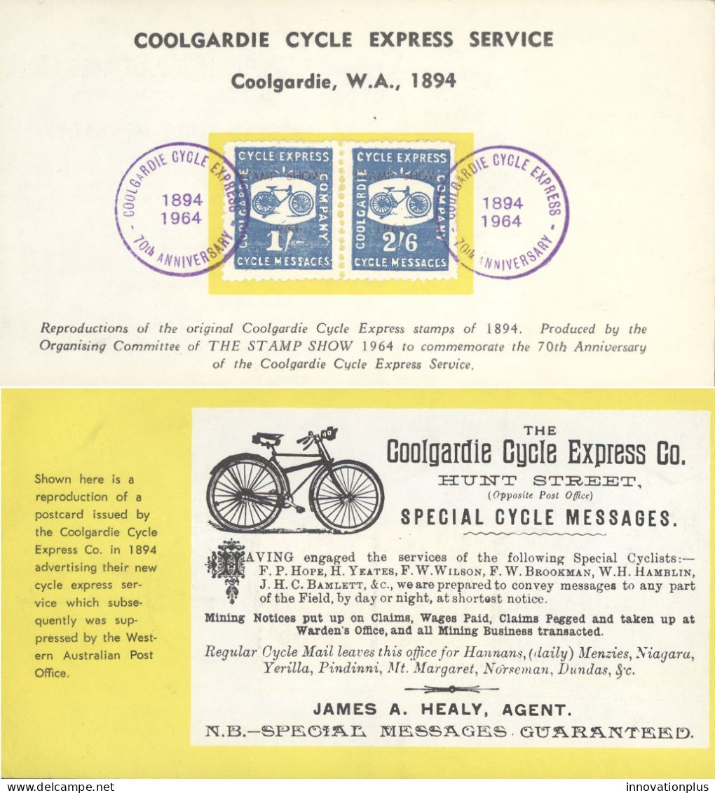 Australia Event Cover Coolgardie Cycle Express Service 70th - Werbemarken, Vignetten