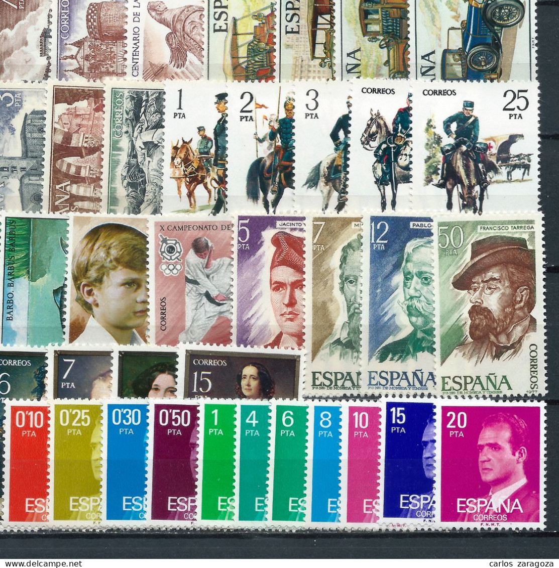 ESPAÑA 1977—AÑO COMPLETO, CON UNIFORMES MILITARES—SELLOS NUEVOS ** MNH STAMPS - Años Completos