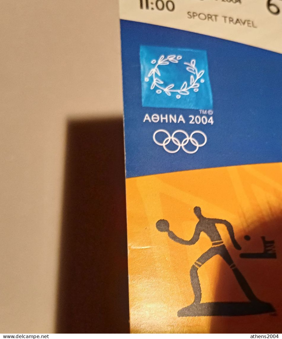 Athens 2004 Olympic Games -  Table Tennis Unused Ticket, Code: 670 - Apparel, Souvenirs & Other
