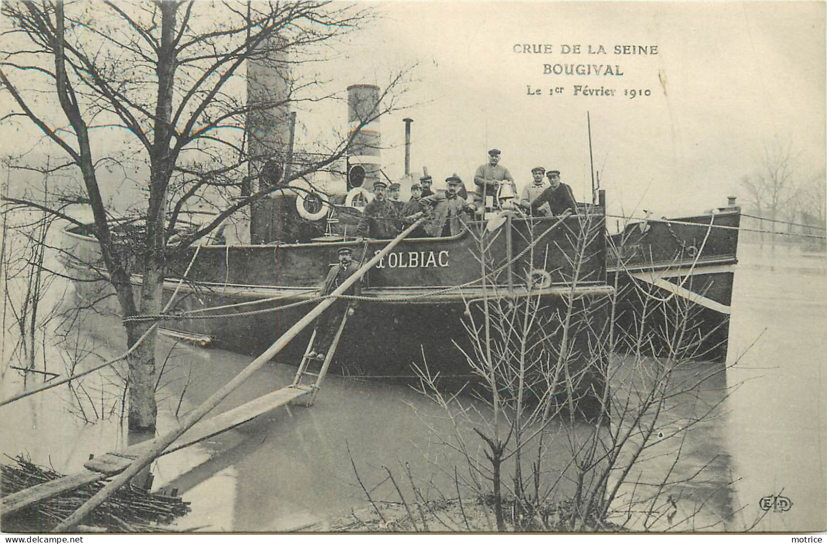 BOUGIVAL - Crue De La Seine; Le 1er Février 1910, Remorqueur Tolbiac. (ELD éditeur) - Remorqueurs