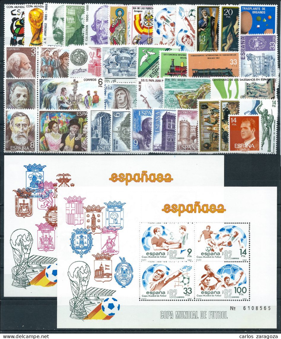 ESPAÑA 1982—AÑO COMPLETO + HOJAS + BASICA REY. SELLOS NUEVOS ** MNH STAMPS - Años Completos