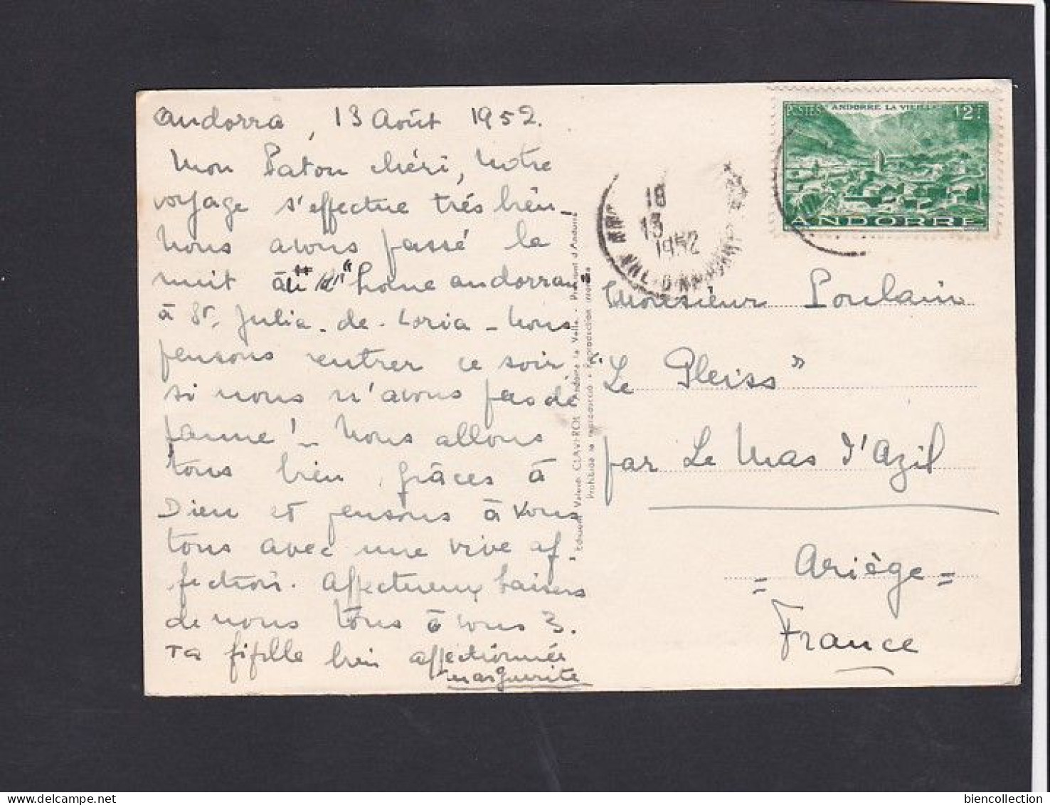 Andorre. No 130 Sur Carte Postale Pour Le Mas D'Azil ( Ariège) - Briefe U. Dokumente