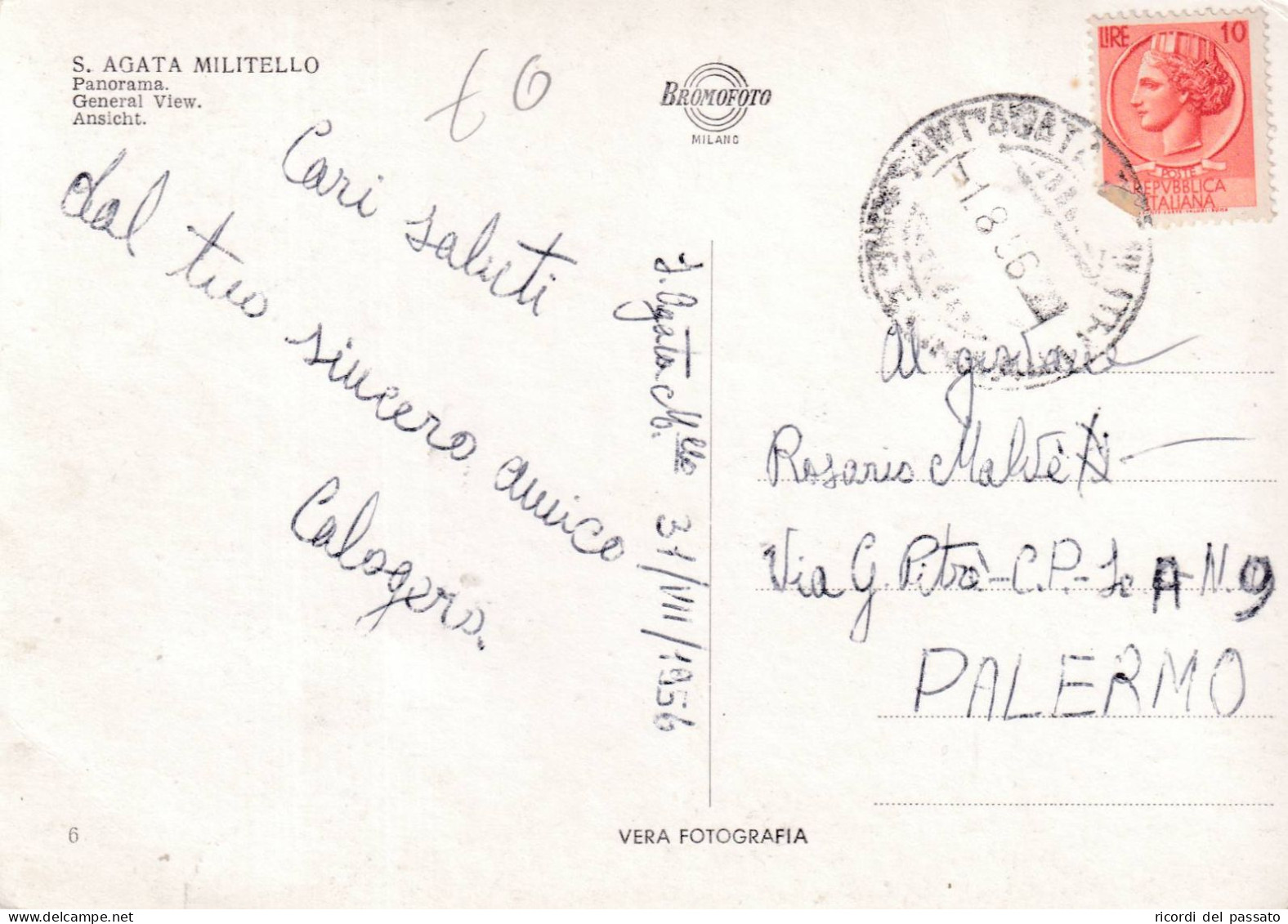 Cartolina S.agata Di Militello ( Messina ) Panorama - Bagheria