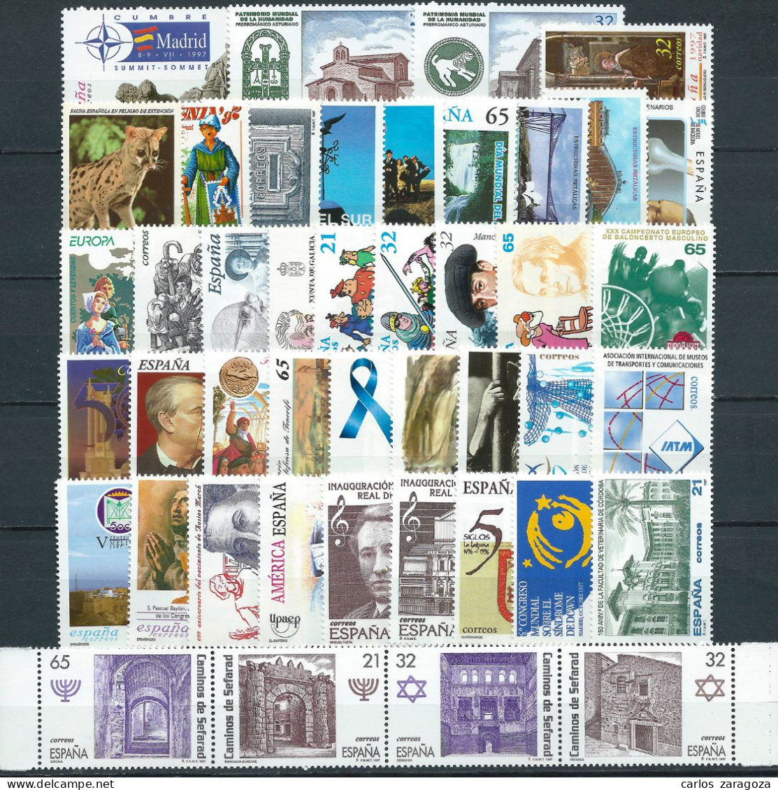 ESPAÑA 1997—AÑO COMPLETO—TODOS LOS SELLOS, CON BASICA REY, SIN HOJAS BLOQUE—NUEVO ** MNH - Años Completos