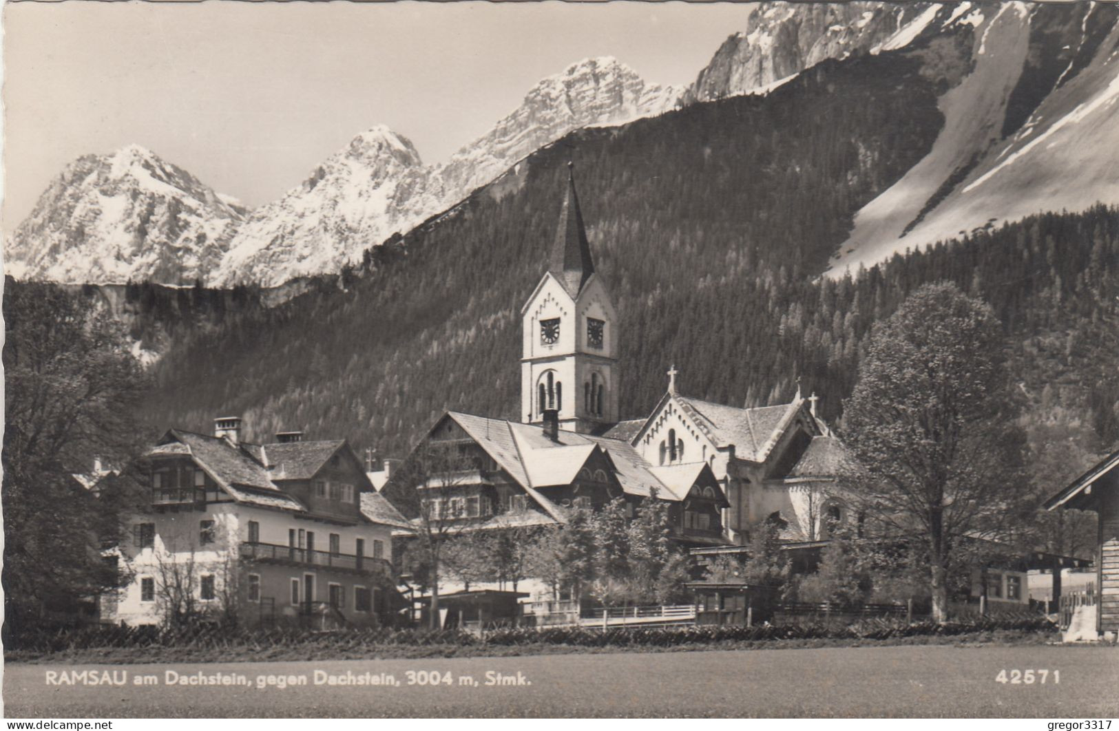 E2831) RAMSAU Am DACHSTEIN Gegen Dachstein - Stmk. - KIRCHE Häuser Alte S/W AK - Ramsau Am Dachstein