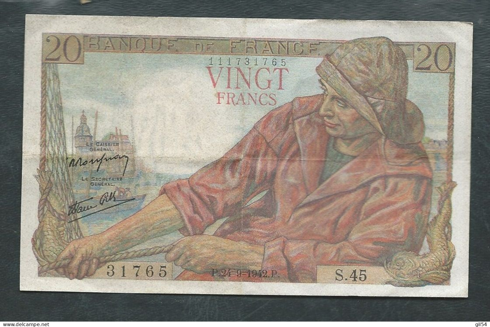 France  Billet De 20 Francs Pêcheur Type 24/09/1942  - 31765 S.45 -  LAURA 14401 - 20 F 1942-1950 ''Pêcheur''