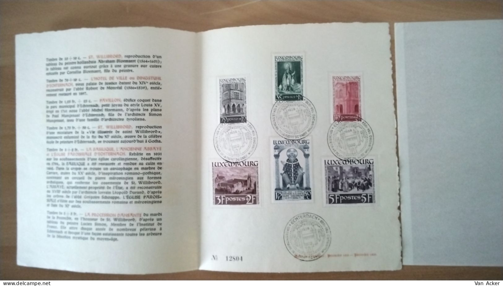 Luxemburg Mi.309/314 Saint Willibrod - Covers & Documents