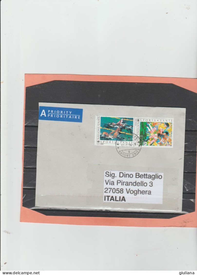 Nazioni Unite, Ginevra 2024 - Busta Priority X L'Italia Affrancata Con 2 Stamps - Cartas & Documentos