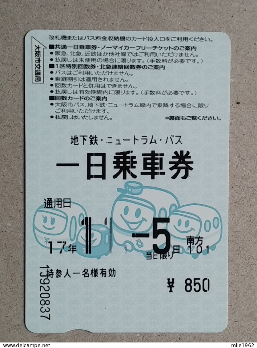 T-555- JAPAN, Japon, Nipon, Carte Prepayee, Prepaid Card, BUS, AUTOBUS - Voitures