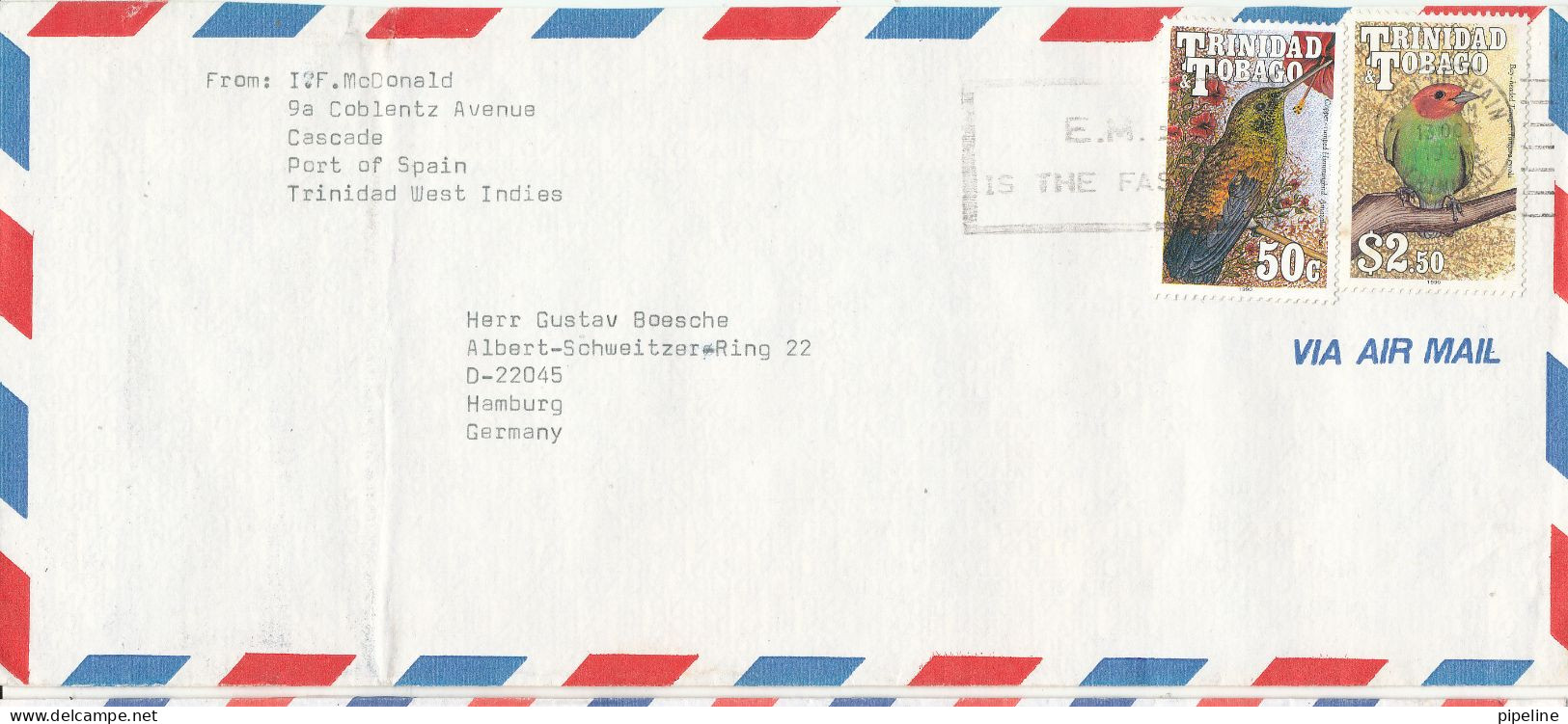 Trinidad & Tobago Air Mail Cover Sent To Germany 13-10-1997 ?? BIRD Stamps - Trinidad & Tobago (1962-...)