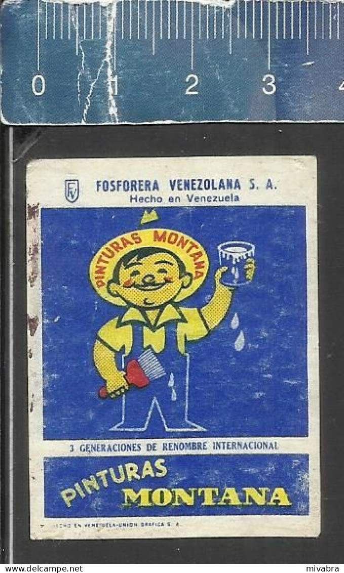 PINTURAS MONTANA  -  OLD VINTAGE MATCHBOX LABEL MADE IN VENEZUELA - Boites D'allumettes - Etiquettes