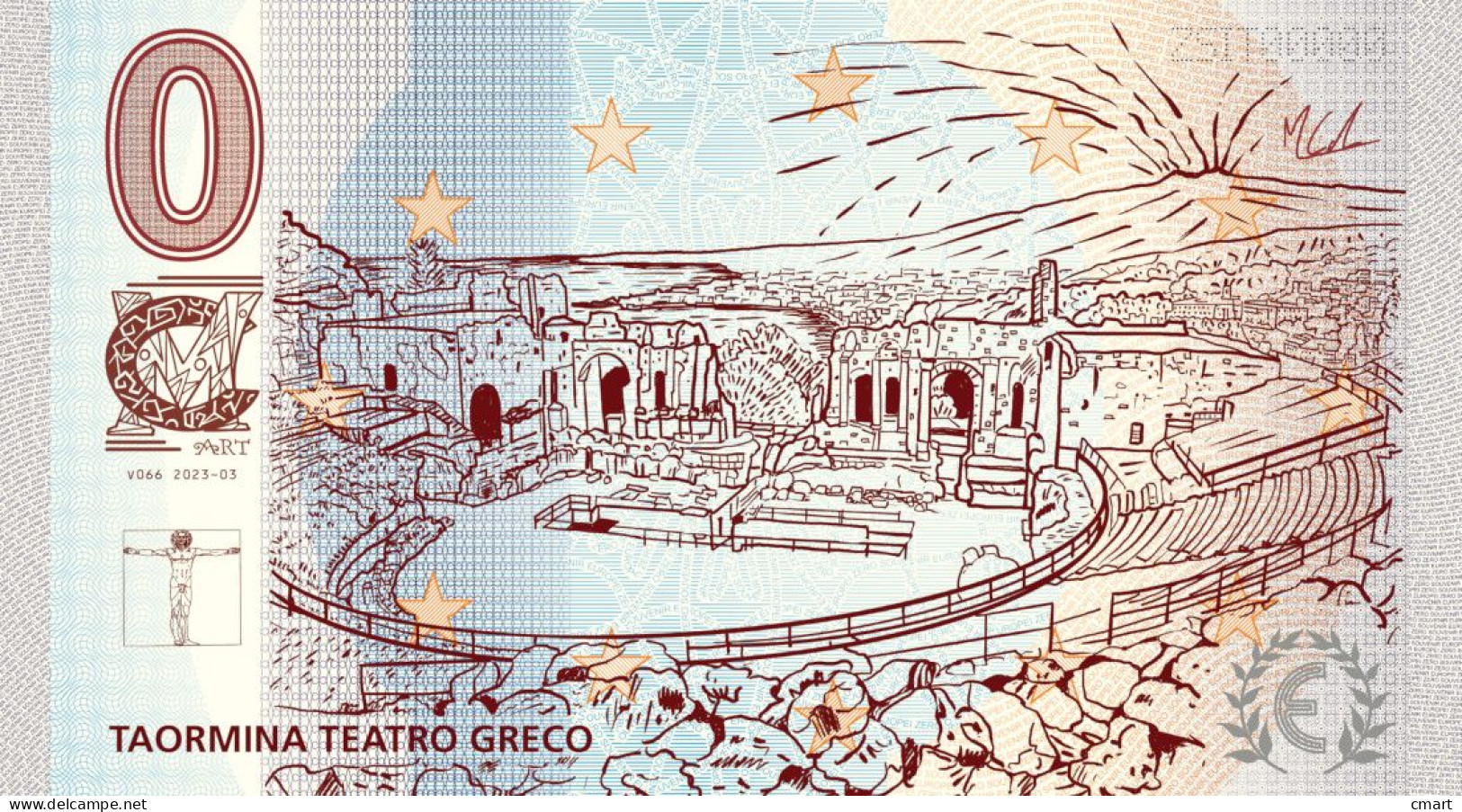 Banconota Zero Euro Souvenir  "CMART" Ricordo Della Città Di Taormina Il Teatro Greco - Sonstige – Europa