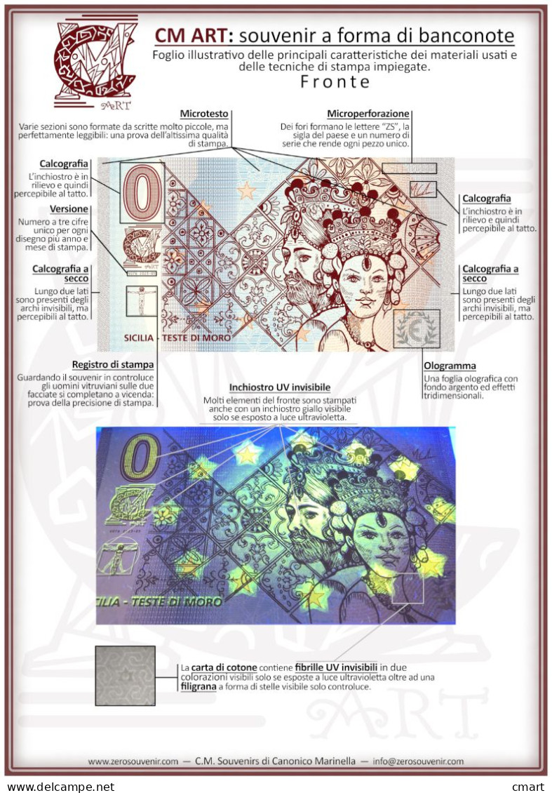 Banconota Zero Euro Souvenir  "CMART" Ricordo Della Città Di Taranto Castello Aragonese - Autres - Europe