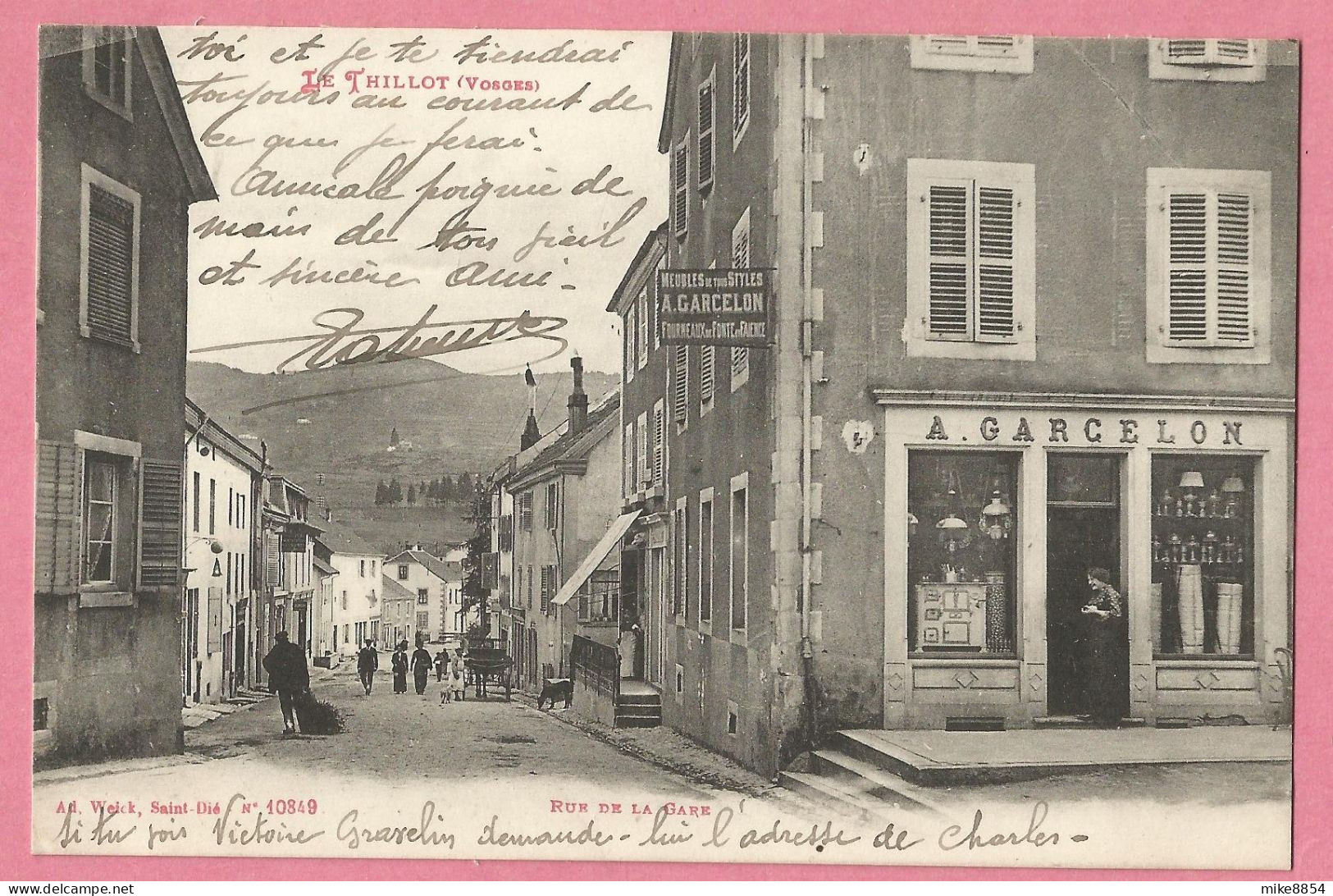 SAS1202  CPA  LE THILLOT (Vosges) Rue De La Gare  -  Meubles De Tous STYLES - A. GARCELON  Fourneaux De Fonte Et Faïence - Le Thillot