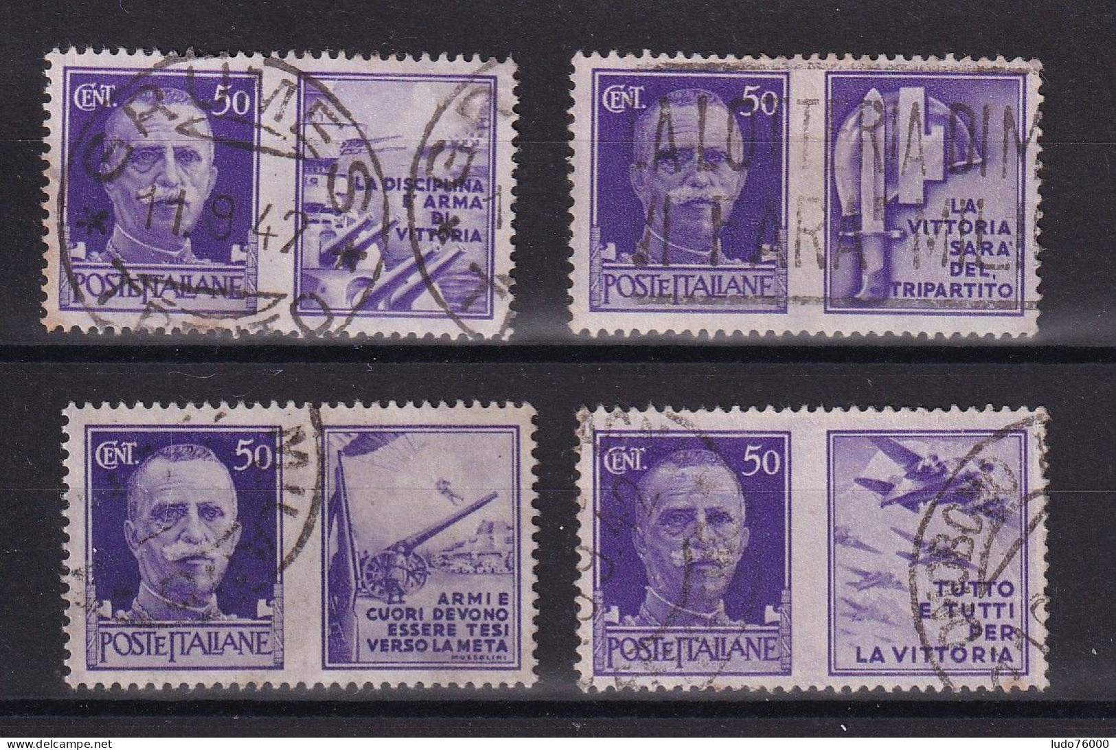 D 752 / ITALIE / N° 230 4 TIMBRES OBL AVEC VIGNETTE - Collections