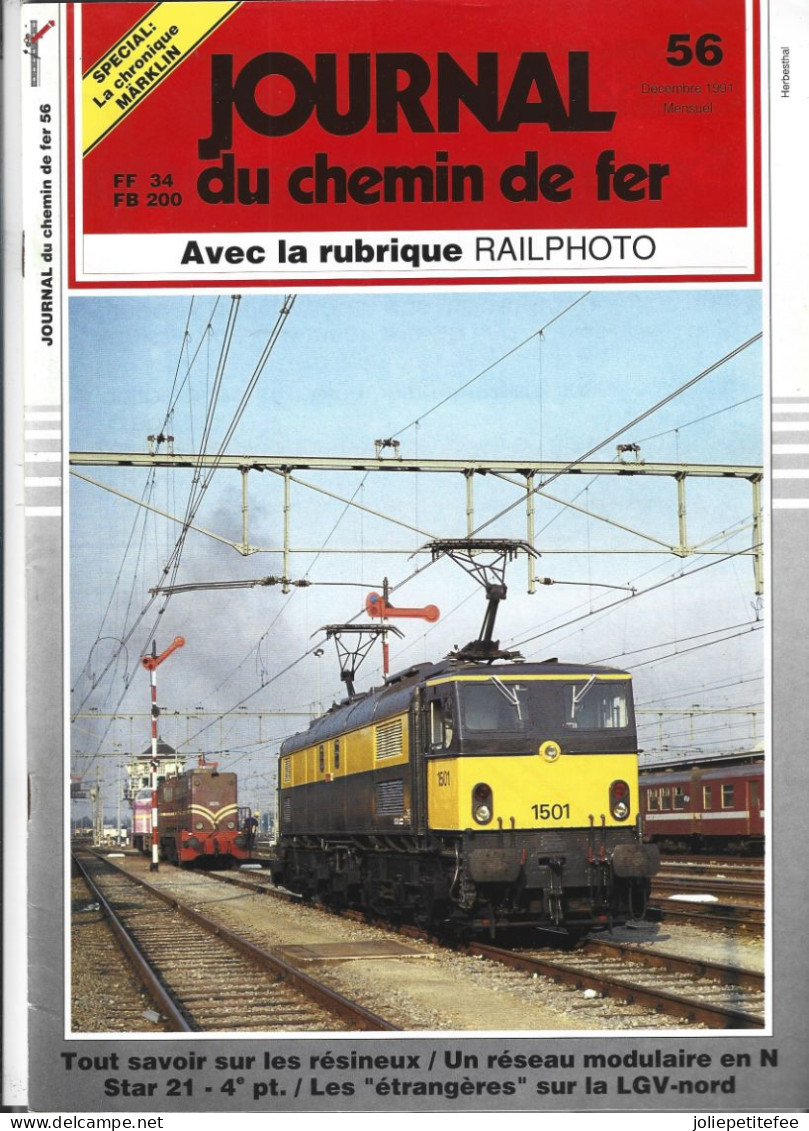 1991-56.  JOURNAL DU CHEMIN DE FER. Couverture: La Locomotive Electrique 1501 Et La Dernière Loco Diesel Série 2200. - Trains
