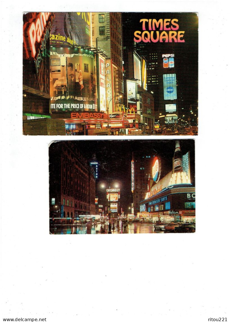 Lot 2 Cpm - NEW-YORK - Times Square - Publicité PEPSI-COLA  Mc Donald MINOLTA Cameras CHEVROLET Television - Cafes, Hotels & Restaurants